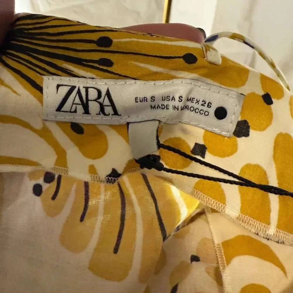 NWT Zara Yellow and White Patterned Women's Dress - Picture 5 of 7